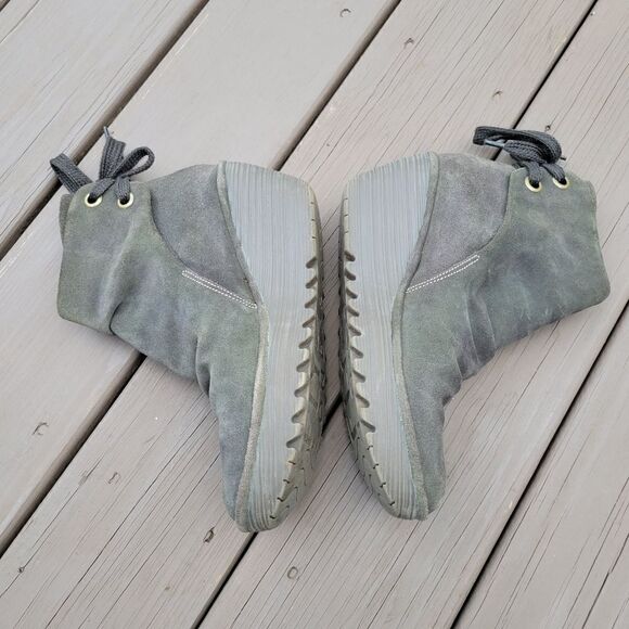 Fly London Yama OD Olive Drab Avocado Green Suede Leather Platform Wedge Booties - Picture 4 of 10